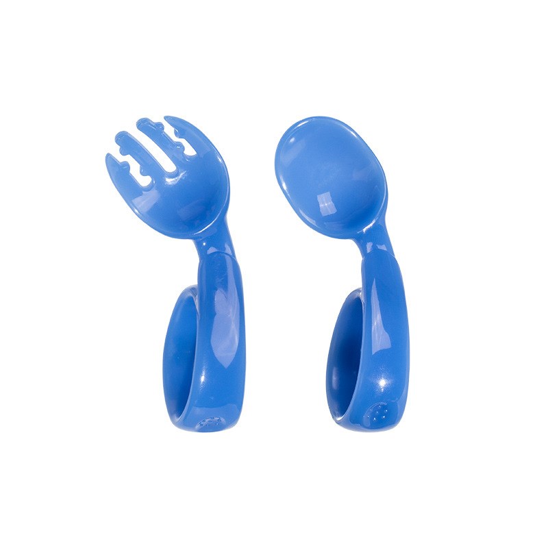 宝宝学吃饭训练勺子弯头学食叉勺婴儿辅食勺练习自主进食儿童餐具