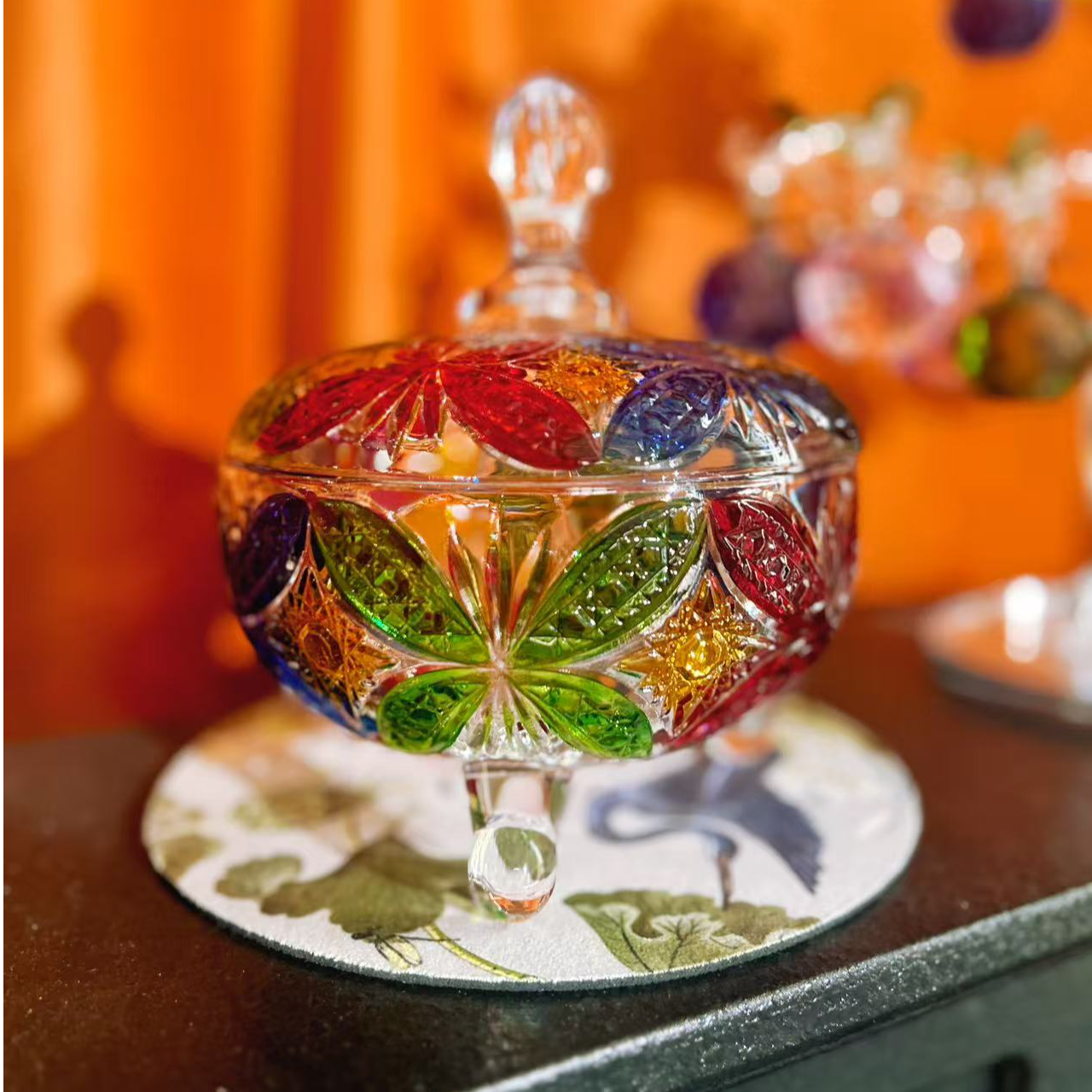 彩绘蝴蝶三爪带盖储物罐糖果罐桌面摆件零食罐客厅餐厅摆件,家居饰品,桌面摆件,淘宝优惠券,粉丝福利购,淘宝优惠卷