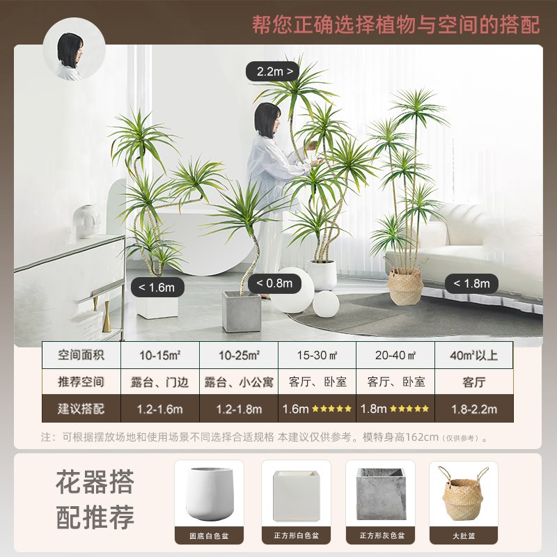 仿真绿植龙血树室内盆栽大型仿生植物假花树装饰轻奢客厅落地摆件