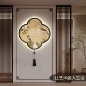 玄关装 新中式 客厅钟表电子时钟万年历年新款 饰画挂画复古挂钟