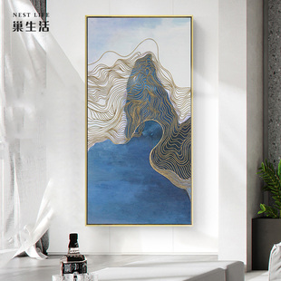 现简约玄关装饰画穹宇之间抽象壁画客厅晶瓷画走廊过道竖版挂画