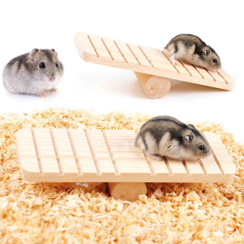 仓鼠跷跷板小宠物金丝熊豚鼠木质平衡桥木板桥非迷刺猬玩具用品