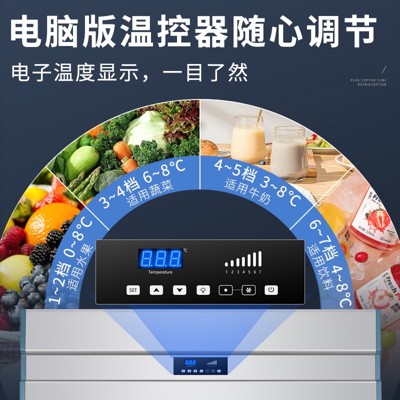 恒奈冷藏展示柜保鲜陈列柜立式双门三门商用饮料冷饮蔬菜水果冰柜