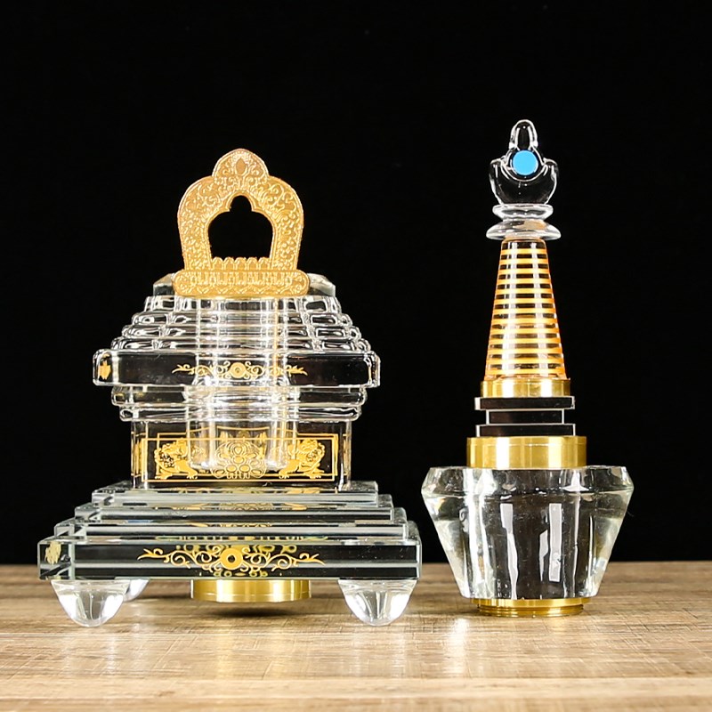 水晶供佛塔神变塔家用佛具摆件用品大全led灯电子七色渐变色藏式