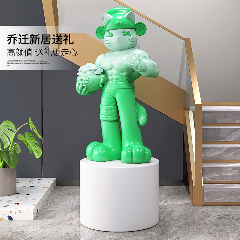 轻奢招财猫落地摆件创意客厅沙发雕塑装饰品店铺开业W礼物乔迁礼