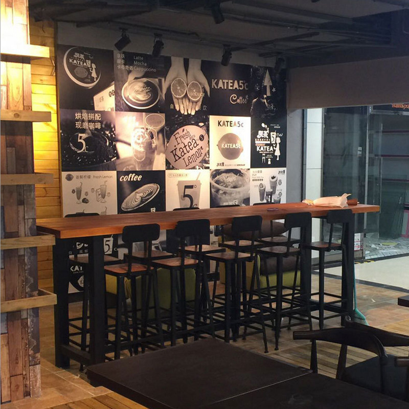 美式LOFT铁艺吧台椅高脚桌椅高脚凳酒吧椅复古吧凳实木吧台凳子