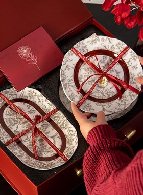 纪恋布拉格新婚餐具套装红色碗碟碗具乔迁新居订婚结婚礼物送新人
