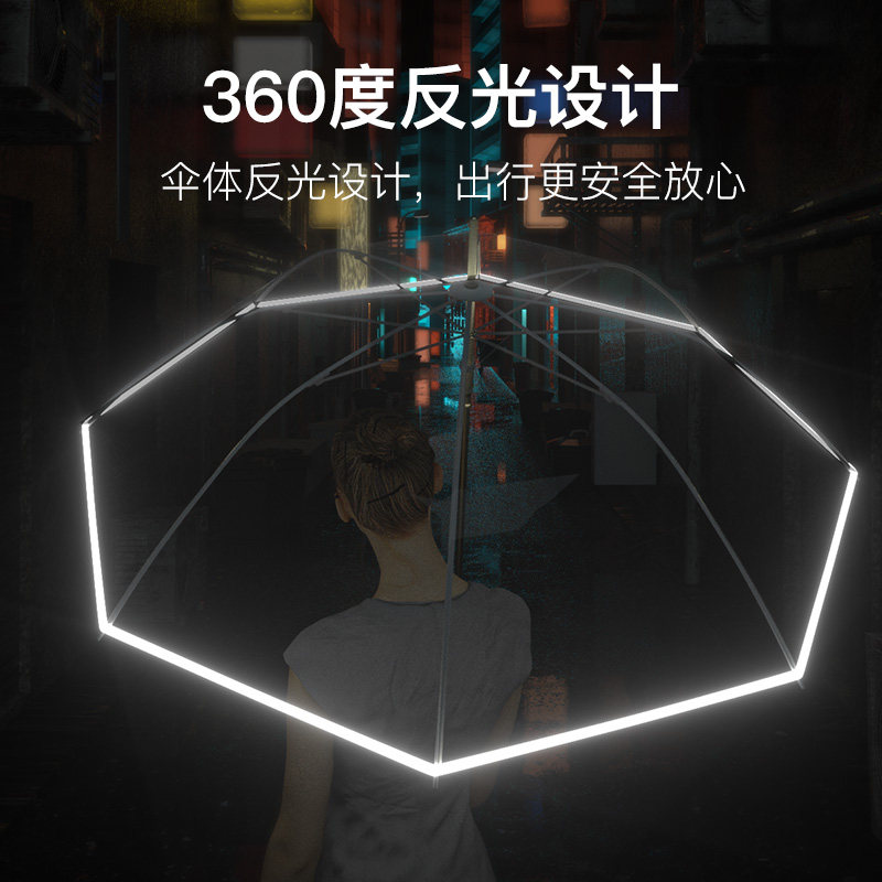 左都白色poe透明雨伞长柄透明伞女网红女神学生小清新折叠伞大号