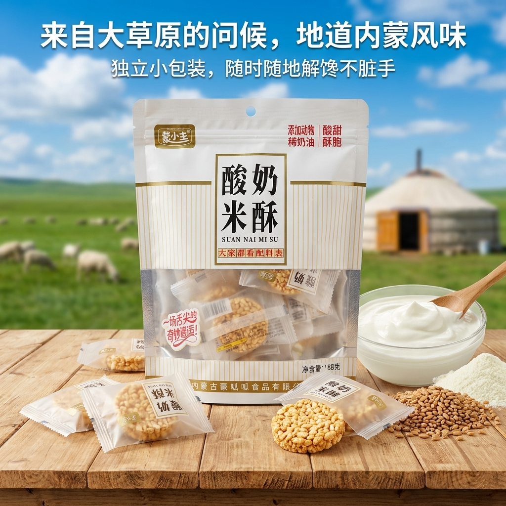 蒙小主内蒙古酸奶米酥饼酸甜酥脆休闲儿童奶酪块独立包装奶味零食