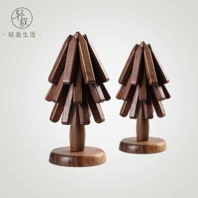 轻叔一棵树隔热垫锅垫防烫耐热垫家用创意胡桃木实木餐桌垫菜垫