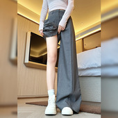 阔腿裤 休闲裤 女高腰立体布褶系扣腰西装 显瘦宽松韩系版 裤 2026新款