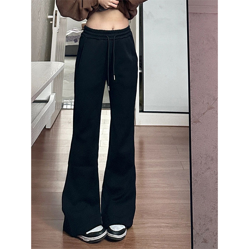 黑色微喇休闲裤女秋冬加绒2026新款宽松显瘦梨型身材动喇叭卫裤,女装/女士精品,卫裤,淘宝优惠券,粉丝福利购,淘宝优惠卷