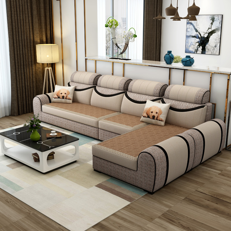 客厅组合布艺沙发冬夏两用沙发现简约可拆洗带凉席贵妃沙发整装