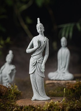 中式青砂敦煌飞天人物小摆件创意鱼缸微景观盆栽园艺装饰摆设