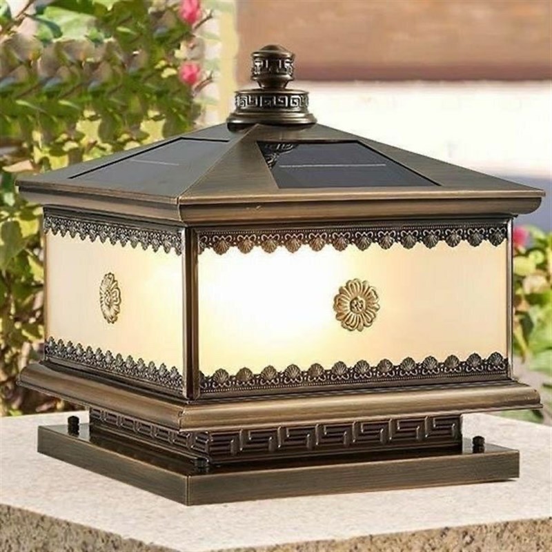 太阳能柱头灯庭院灯厚料欧式别墅大门门柱子灯围墙灯户外防水