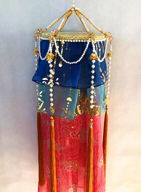 绛纱灯红色祥云描金手工灯笼汉服拍摄道具传统复原明制仿古画宫灯