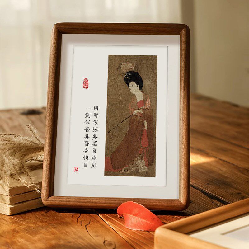 簪花图中国风摆件捣练图相框摆台桌面摆画古风装饰新中式挂画