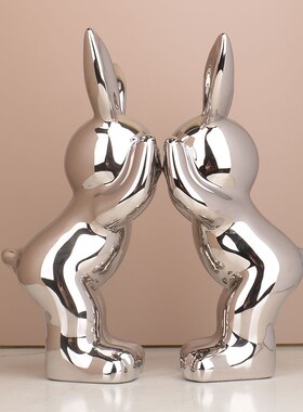 轻奢客厅摆件酒柜饰品红酒架摆件家居电视柜现代电镀银工艺品