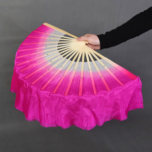 玫红正染真丝舞蹈扇真丝丝巾+真丝扇子外婆湾扇子晓春三月舞蹈扇