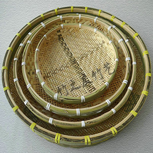 手工家用竹筛子簸箕粗空农家有孔竹簸箕晒干货制品