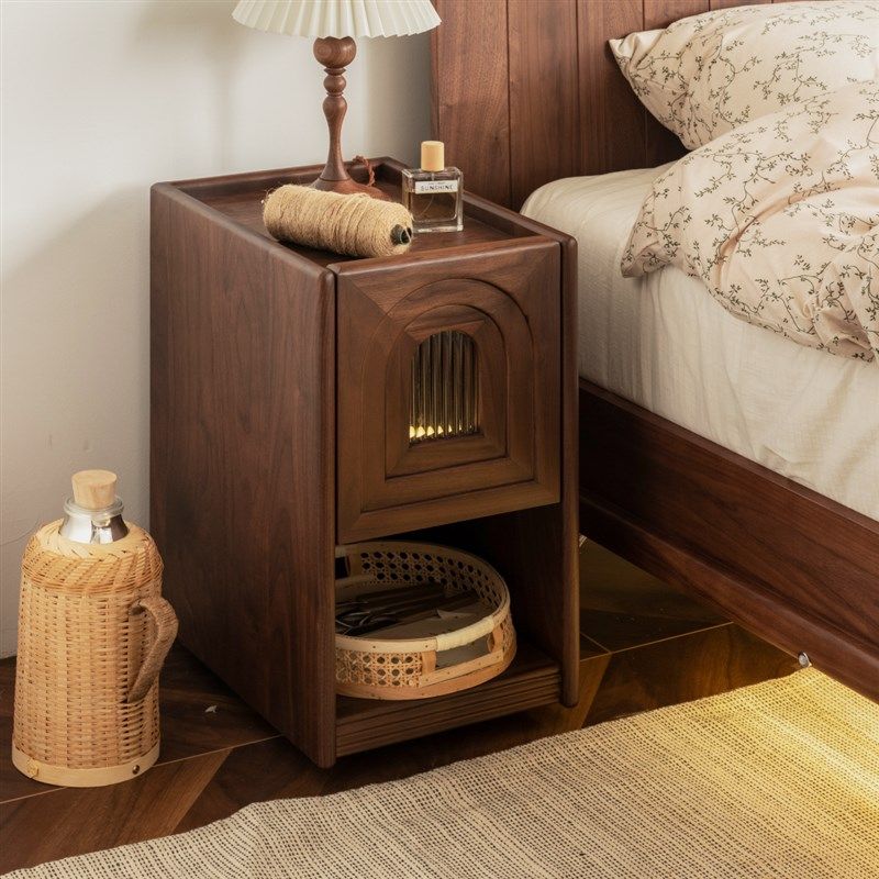 物应复古超窄床头柜卧室小型现简约收纳柜实木床边柜简易款,住宅家具,床头柜,淘宝优惠券,粉丝福利购,淘宝优惠卷