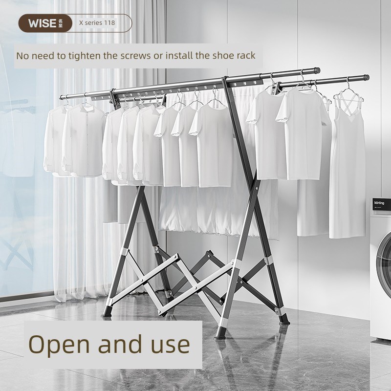 可折叠晾衣架落地式小阳台家用伸缩晾衣杆移动被制品