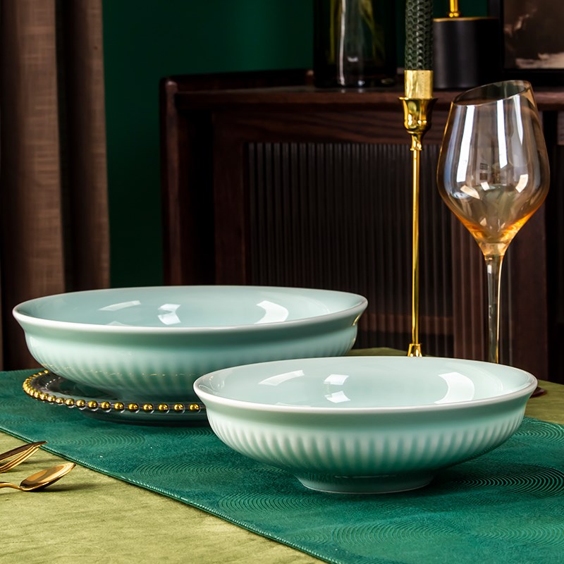 陶瓷餐具家用酒店创意青瓷碗酸菜鱼大盆碗大号汤碗盘