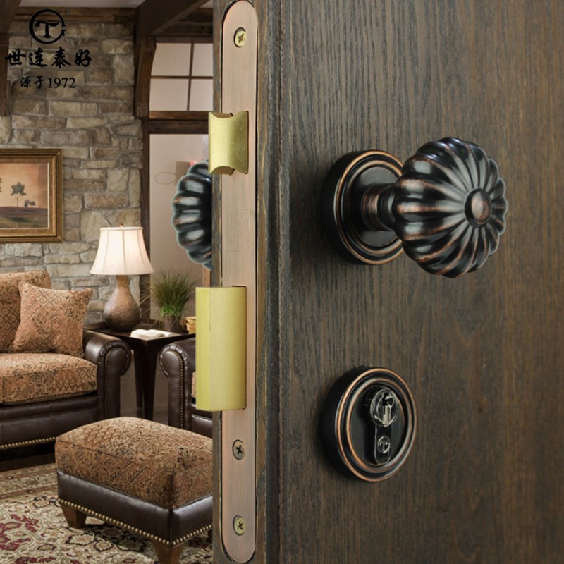 世连泰好复古金色室内卧室房间球形门锁把手