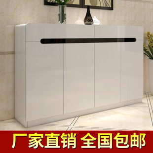 鞋柜 欧式烤漆大容量高端定制门厅玄关柜 简约现白色田园薄鞋架