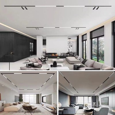 创朗无边框隐藏磁吸轨道灯暗装明装无主灯照明led射灯线条灯设计