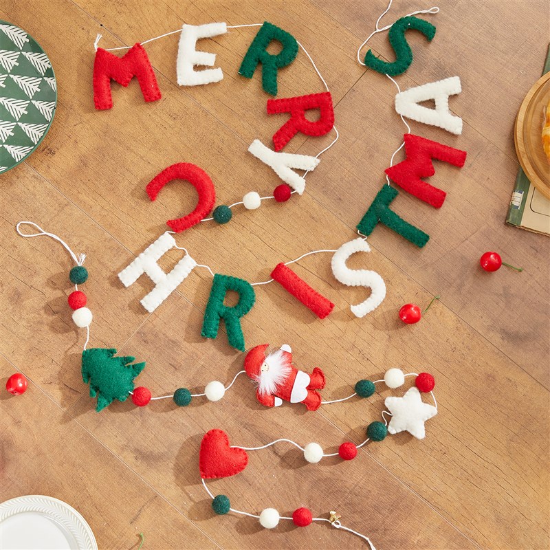 定制款圣诞羊毛毡字母串挂件圣诞氛围场景布置挂饰圣诞树上装饰品