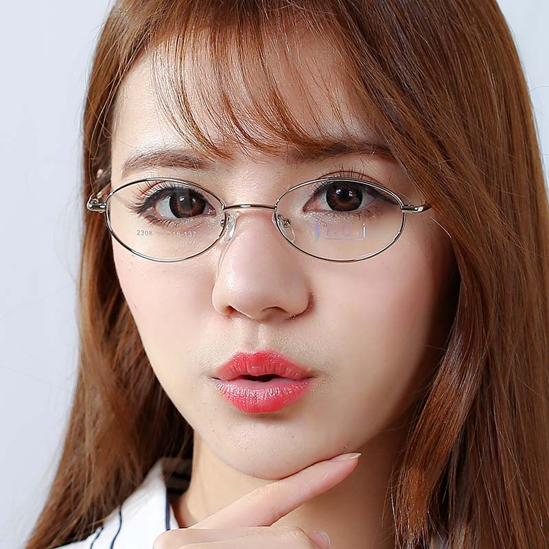 复古椭圆眼镜框女全框金属舒适弹簧细腿配近视眼镜架男中小脸文艺