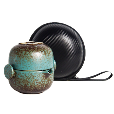 窑变粗陶一壶茶杯茶壶单人办公室一人泡茶便携旅行茶具套装快客杯
