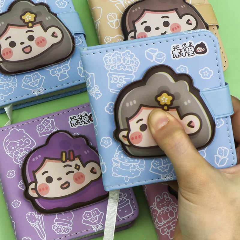 木子里迷你解压磁扣本小巧携带可爱少女网格内页手账本加厚笔记本