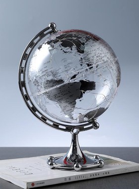 创意透明发光地球仪摆件办公室招财客厅玄关餐边柜装饰品书桌摆设