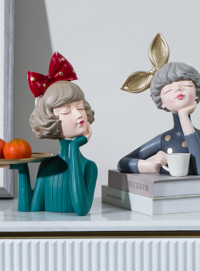 泡泡蝴蝶结意孩创女摆客艺术现轻奢件厅摆设装饰品礼物