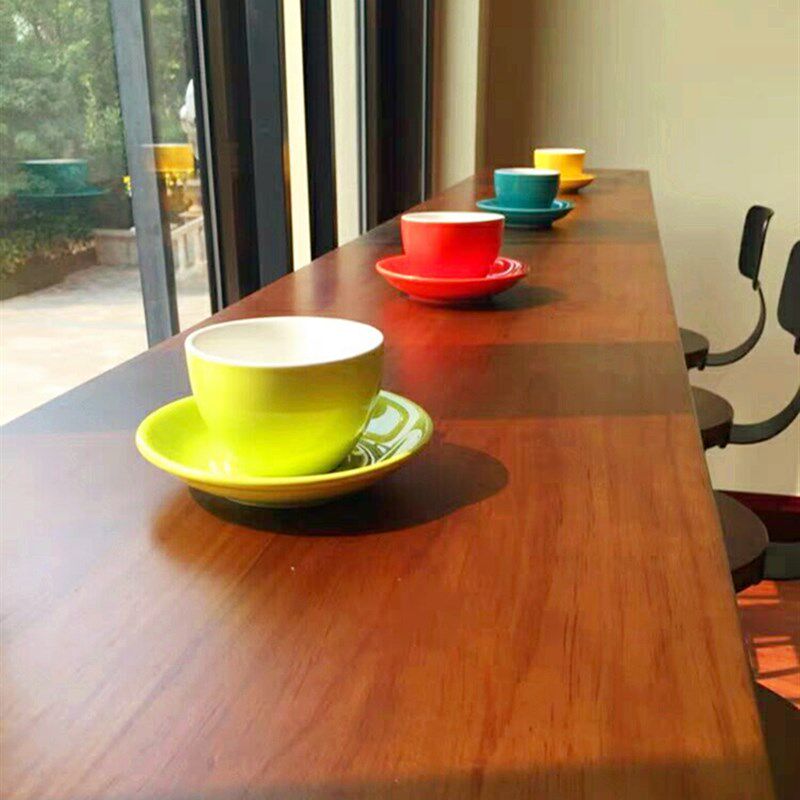 铁艺简约家用靠墙吧台桌实木长条高脚桌酒吧奶茶店咖啡厅桌椅组合