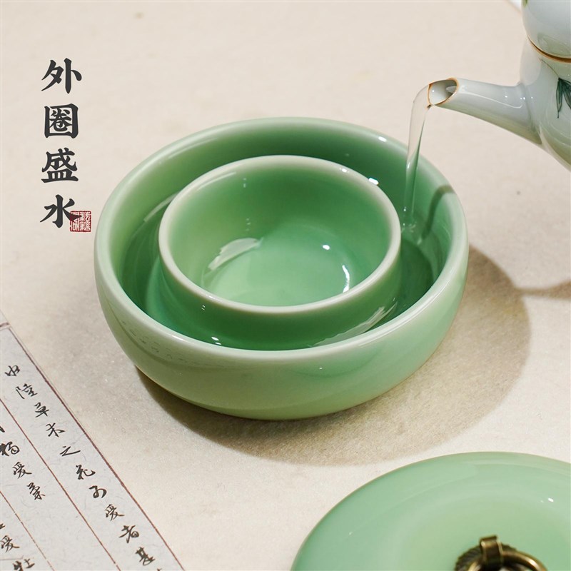 陶瓷火锅砚台书画不干墨小楷砚台墨池带盖保湿学生砚台