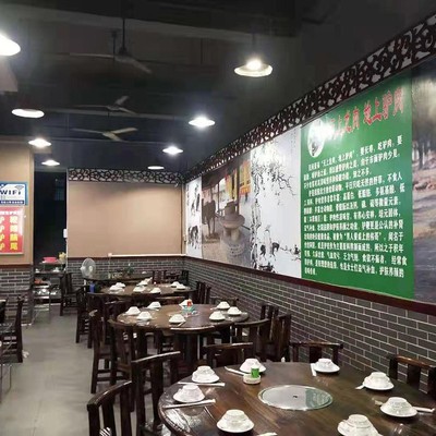 全松木圆桌餐厅农家乐大排档农庄火锅店配套实木仿古饭店桌椅加厚