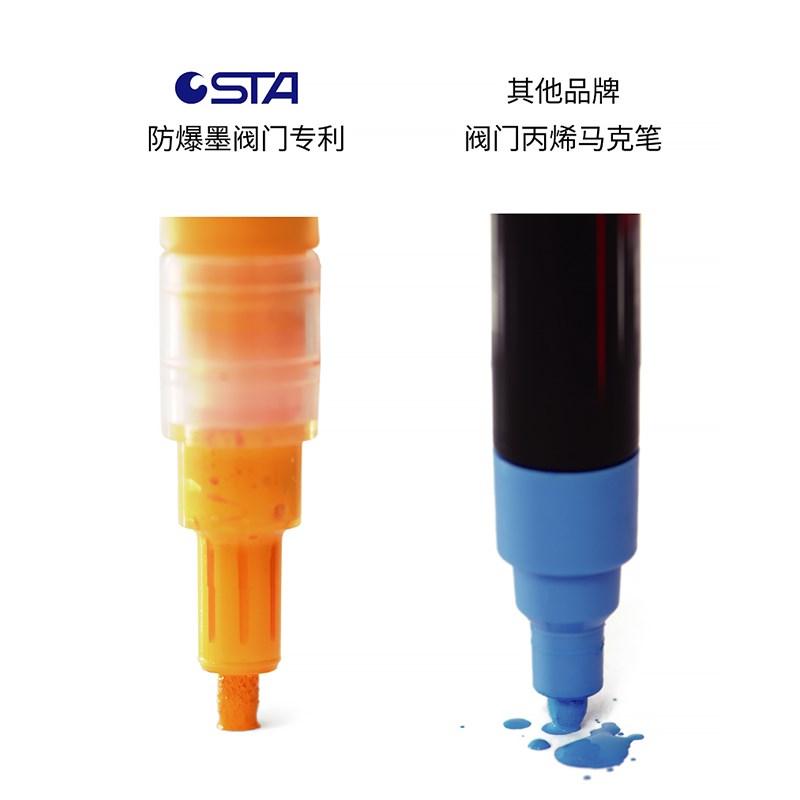 STA斯塔1100M/F丙烯马克笔防水不透色学生勾线笔涂鸦DIY手绘笔套