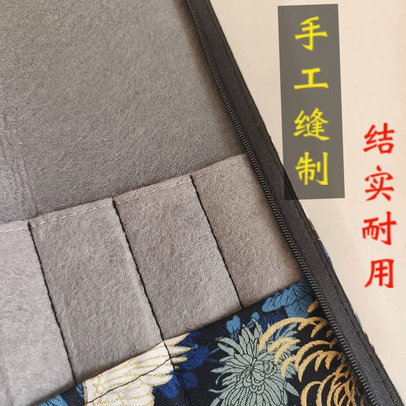 毛笔收纳笔帘中国古风毛笔笔袋烫金毛笔收纳笔包书法工具护笔