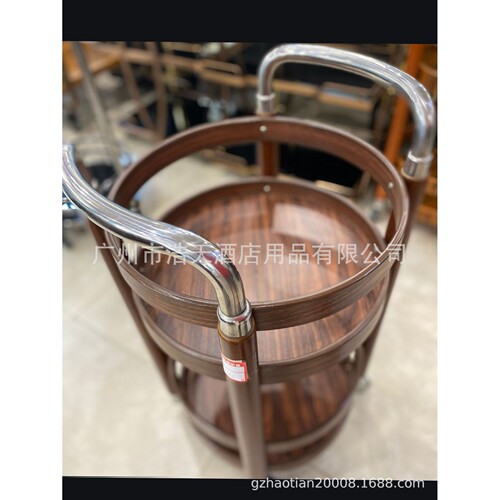 厂家直销餐厅酒店酒水车移动简约小推车圆形饮料车高档