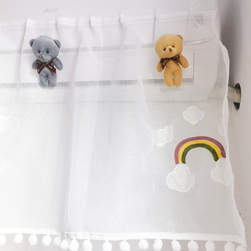 法式蕾丝球球花边挂式立式空调挡风帘防尘挂机自粘魔术贴遮风帘