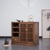 老榆木实木茶水柜烧水壶一体 新中式 茶边柜茶水台烧水柜茶桌边柜