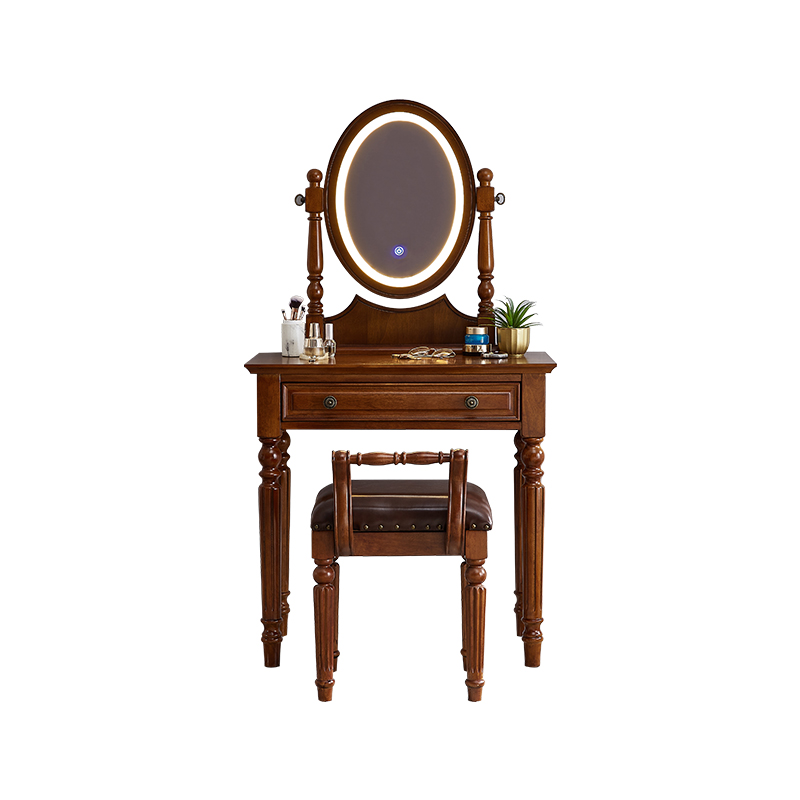 实木美式梳妆台镜子带灯书桌一体小户型欧式影楼卧室化妆桌