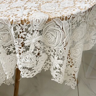 水溶镂空蕾丝布料 牛奶丝花边白色刺绣花布家居沙发装饰桌布面料
