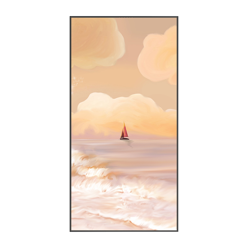 入户玄关装饰画大海风景走廊过道挂画简约竖版艺术玄关画一帆风顺图片