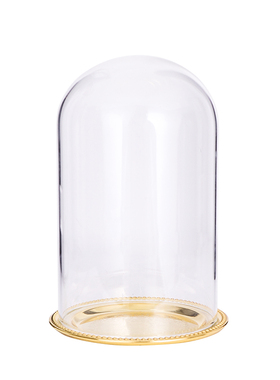 设计款香薰蜡烛金属玻璃罩创意家居摆件展示透明大理石防尘罩