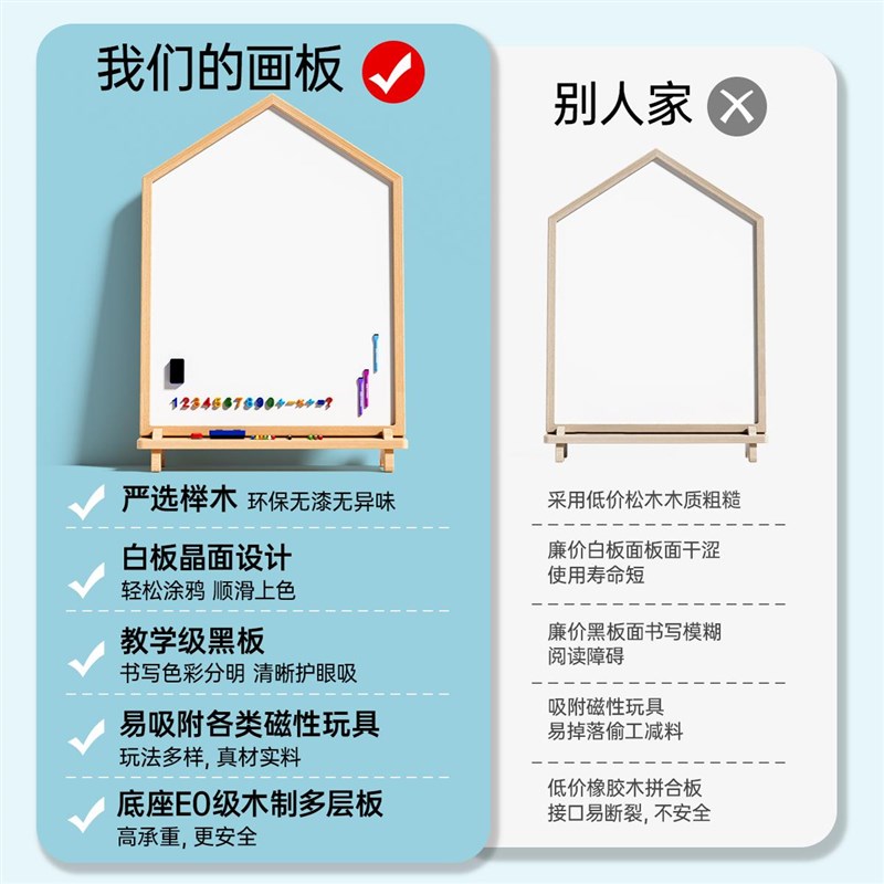 儿童画板磁性写字板超大号小黑板家用婴幼儿可擦写宝宝涂鸦画画板