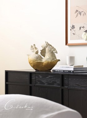 契阔家居侘寂风中式手工工艺品客厅玄关桌面陶瓷装饰创意马摆件